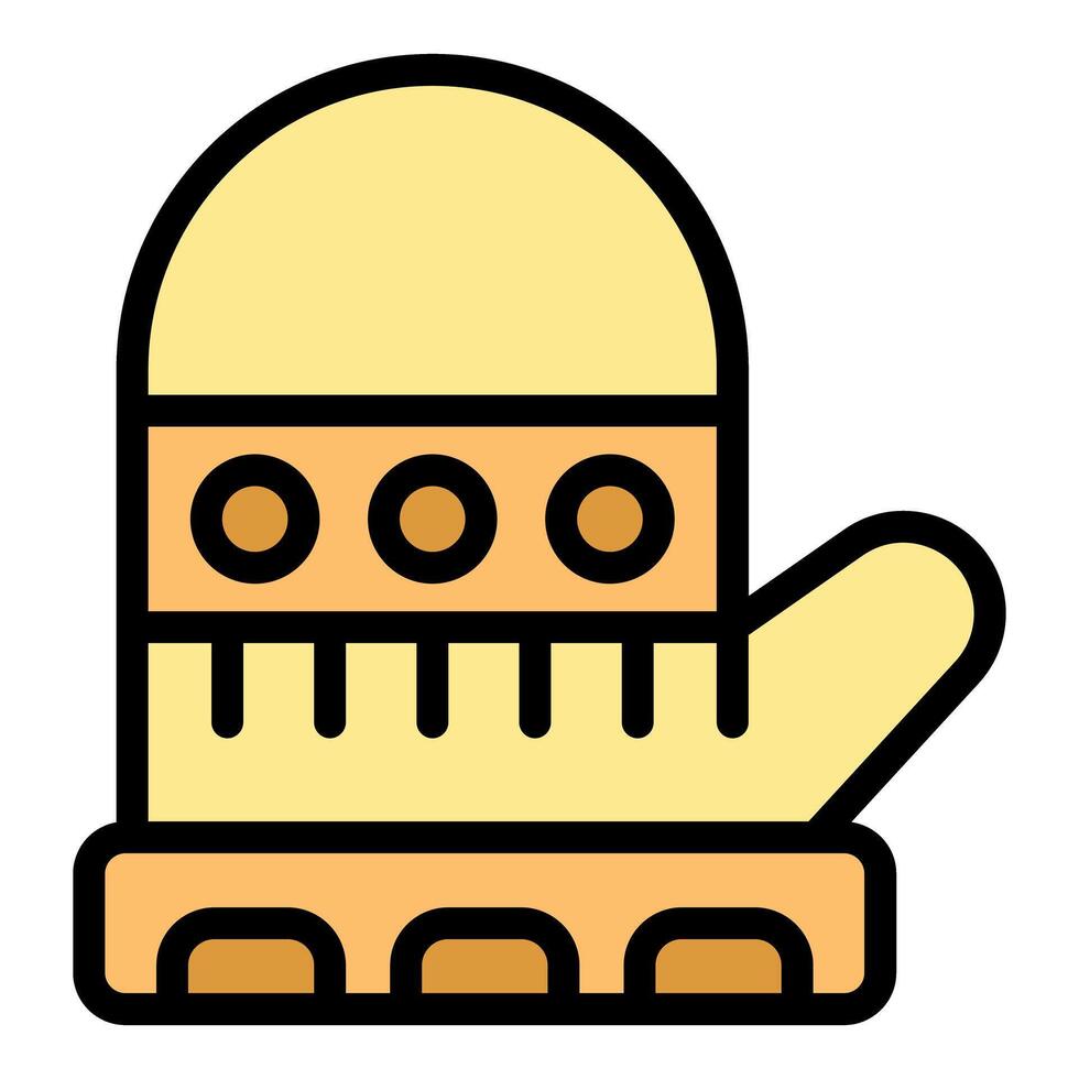 Warm winter knitted mitten with pattern keeping hands comfortable vector