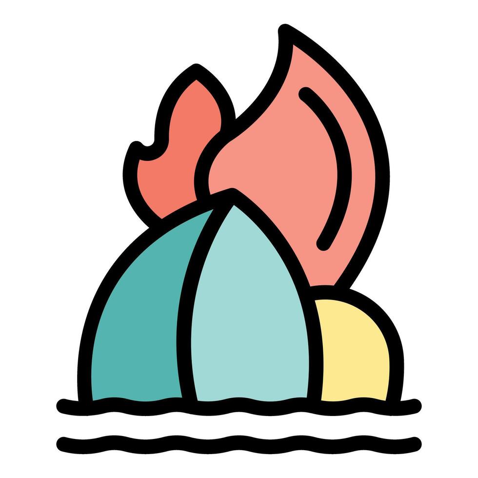 Sydney opera house burning in global warming wildfire disaster vector