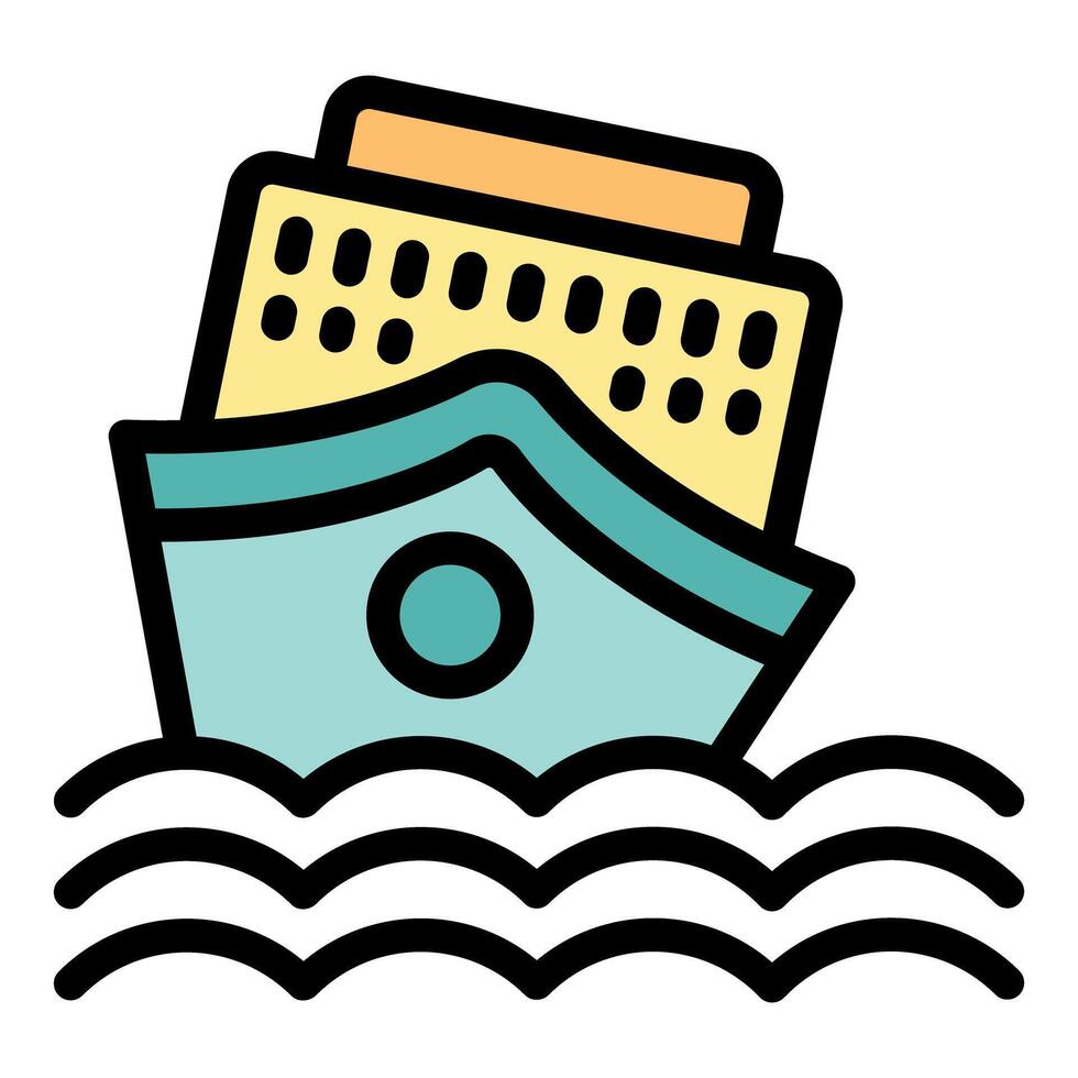 Cruise ship sinking in stormy ocean icon vector