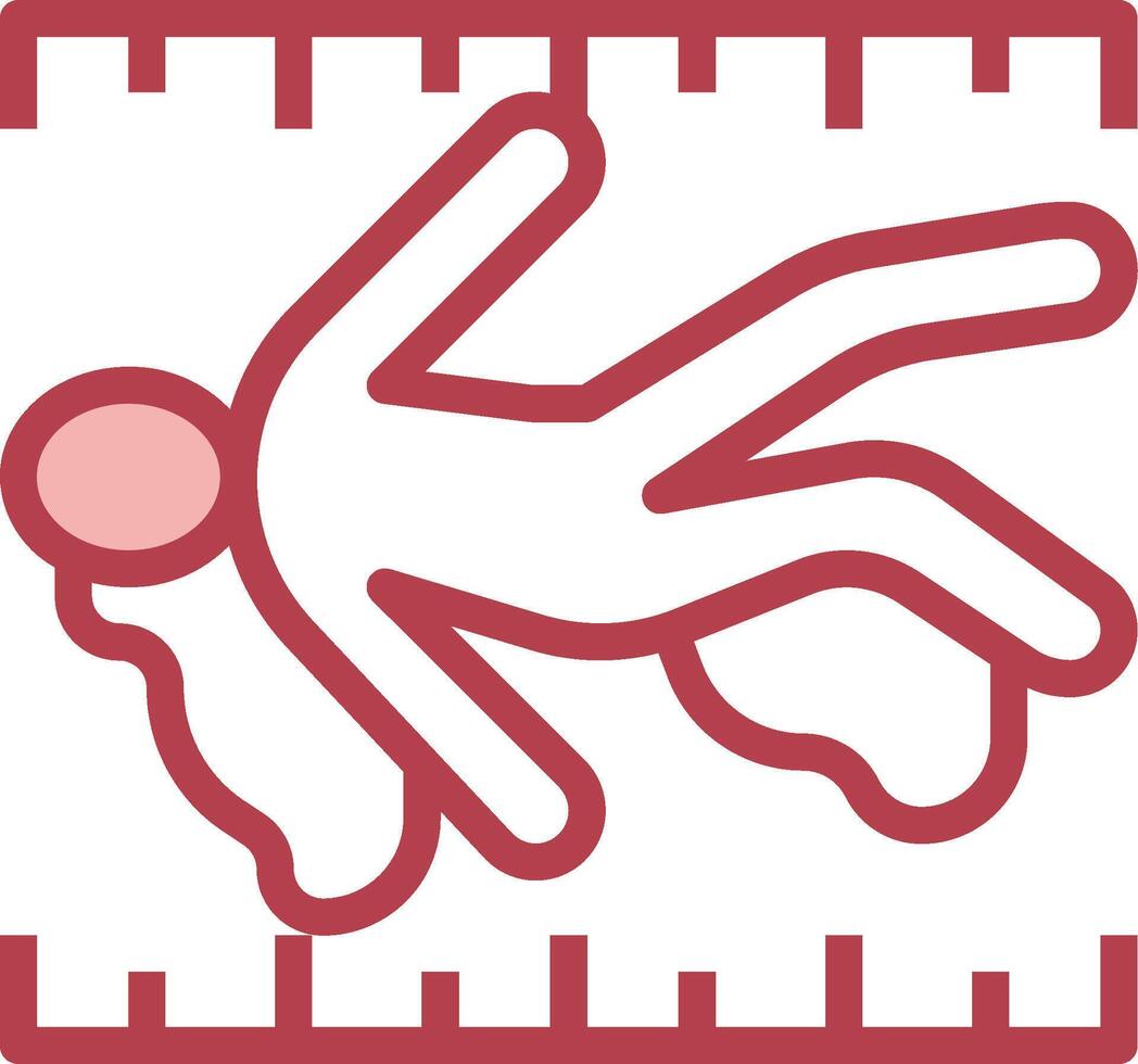A red and white icon of a person laying on a football vector