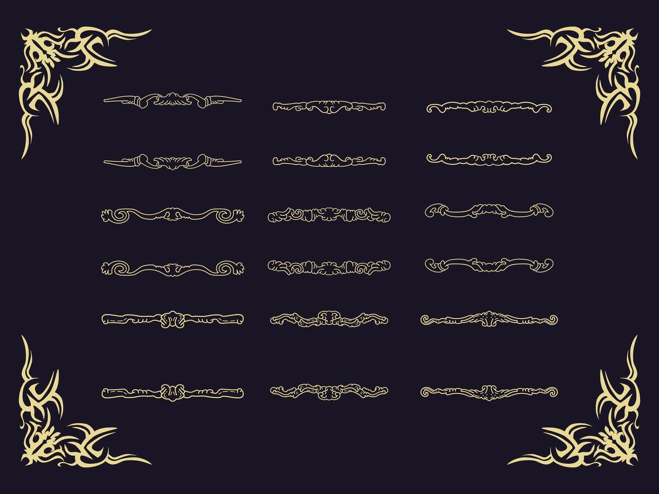Bunde set element border for design retro vector