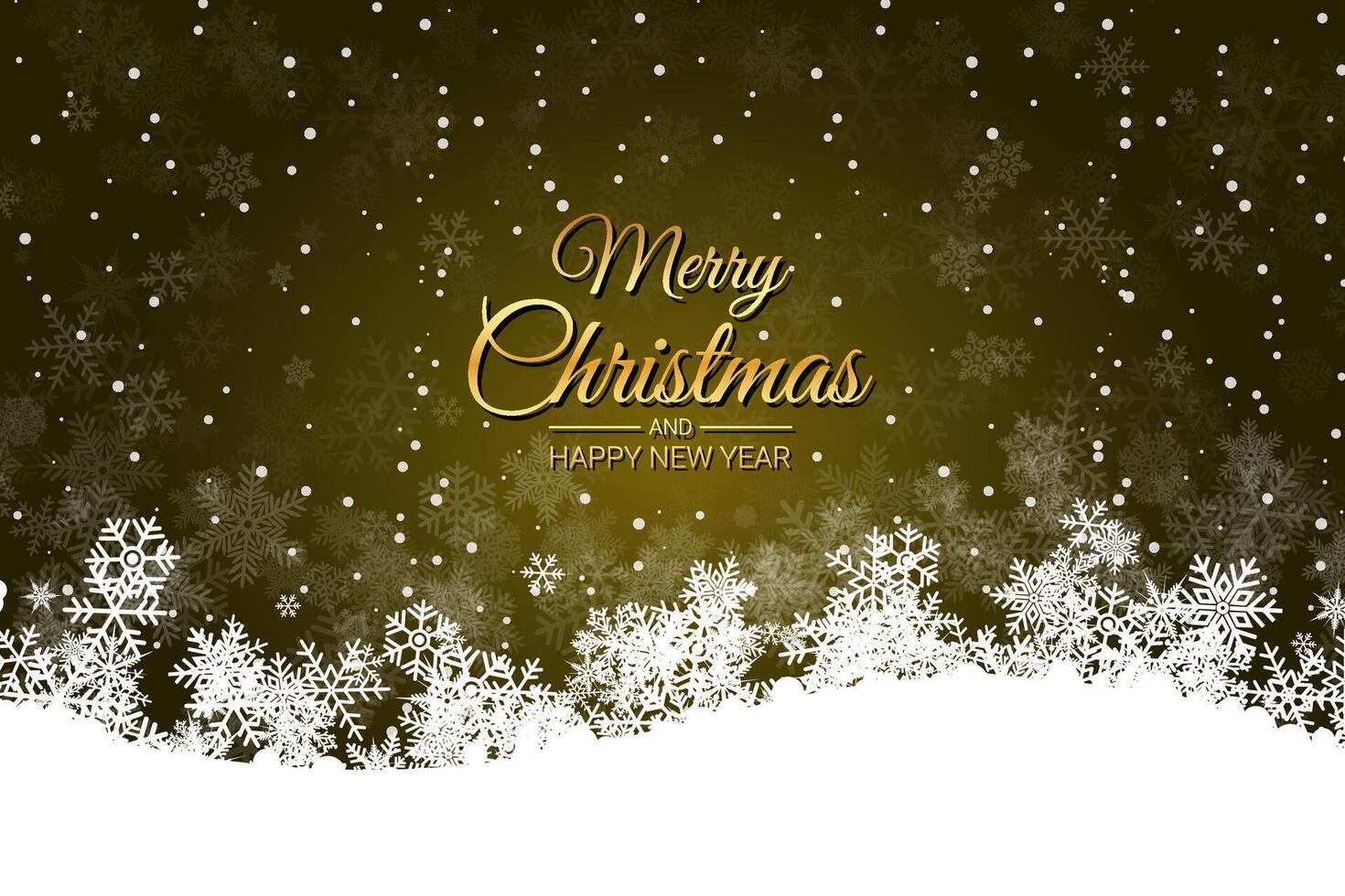 Elegant Christmas Card with Golden Snowflakes and Merry Christmas Message on Dark Background vector