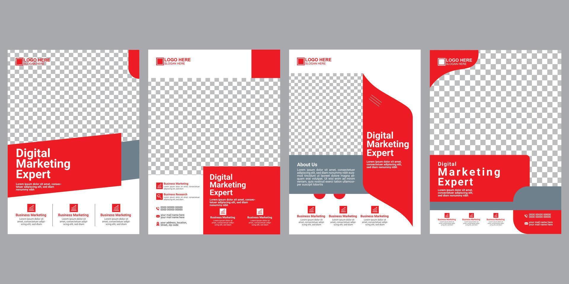 bundle flyer design template red colors vector