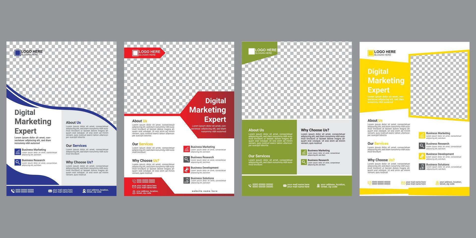 a4 size bundle flyer design template vector