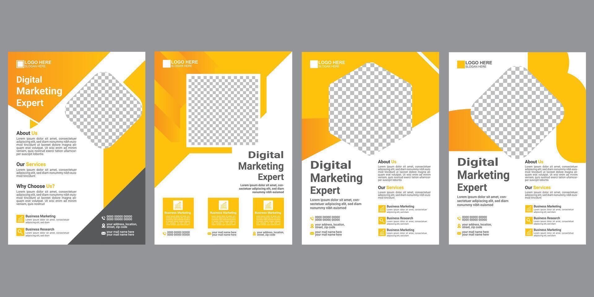 bundle flyer design template yellow type vector