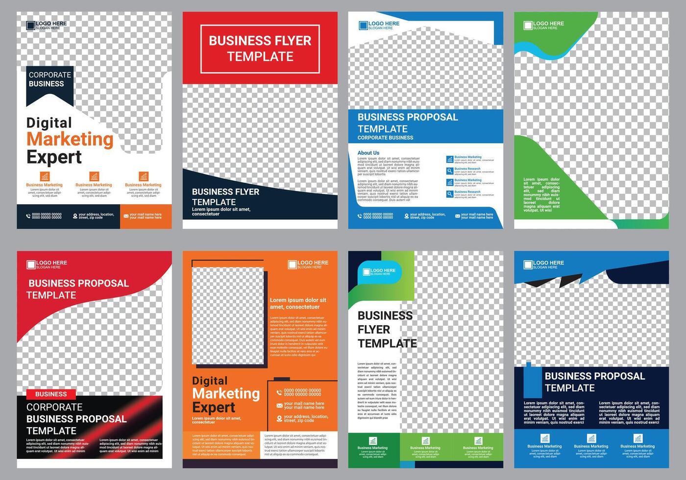 bundle flyer design template set vector