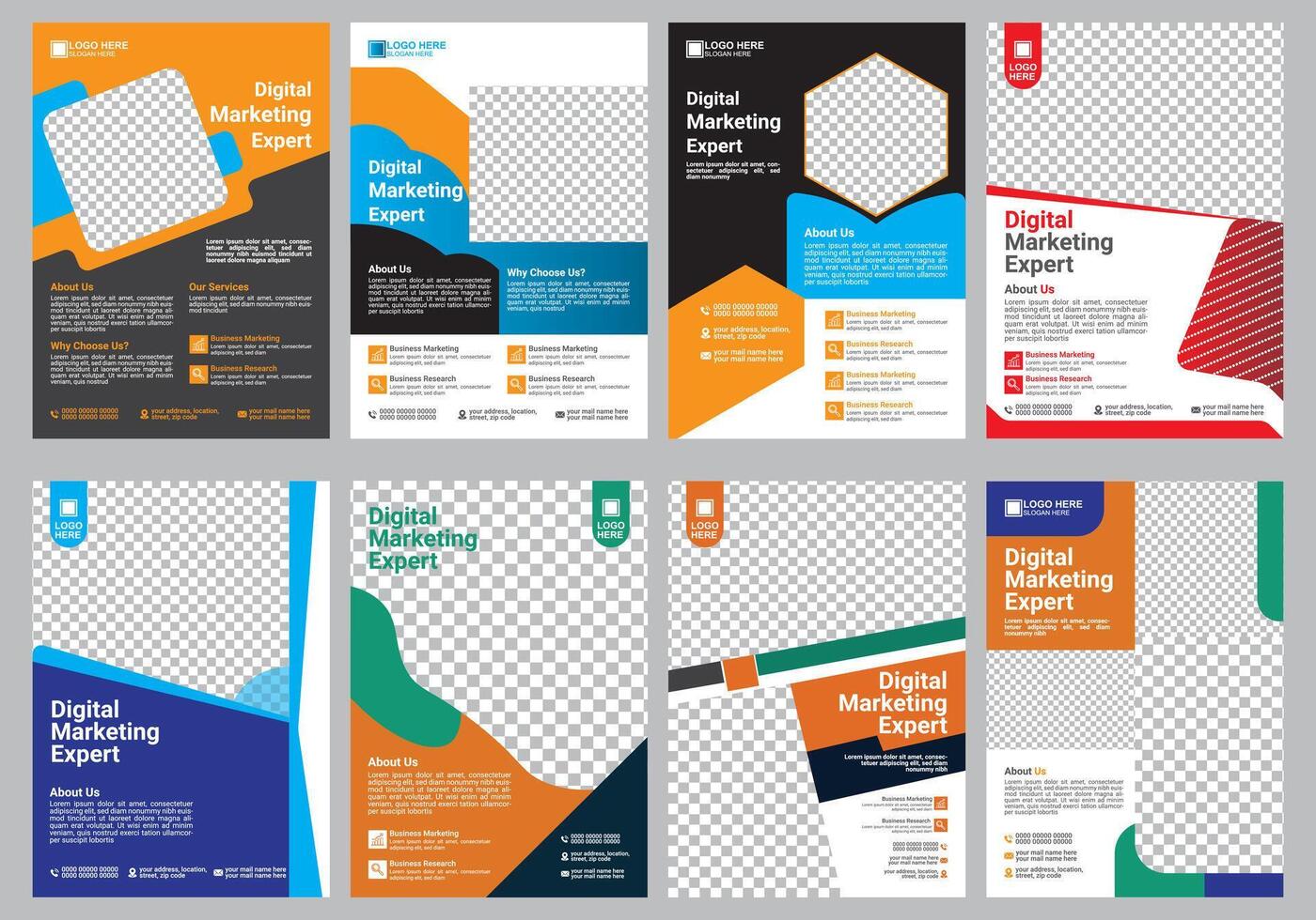 set of digital marketing flyer design template print ready vector