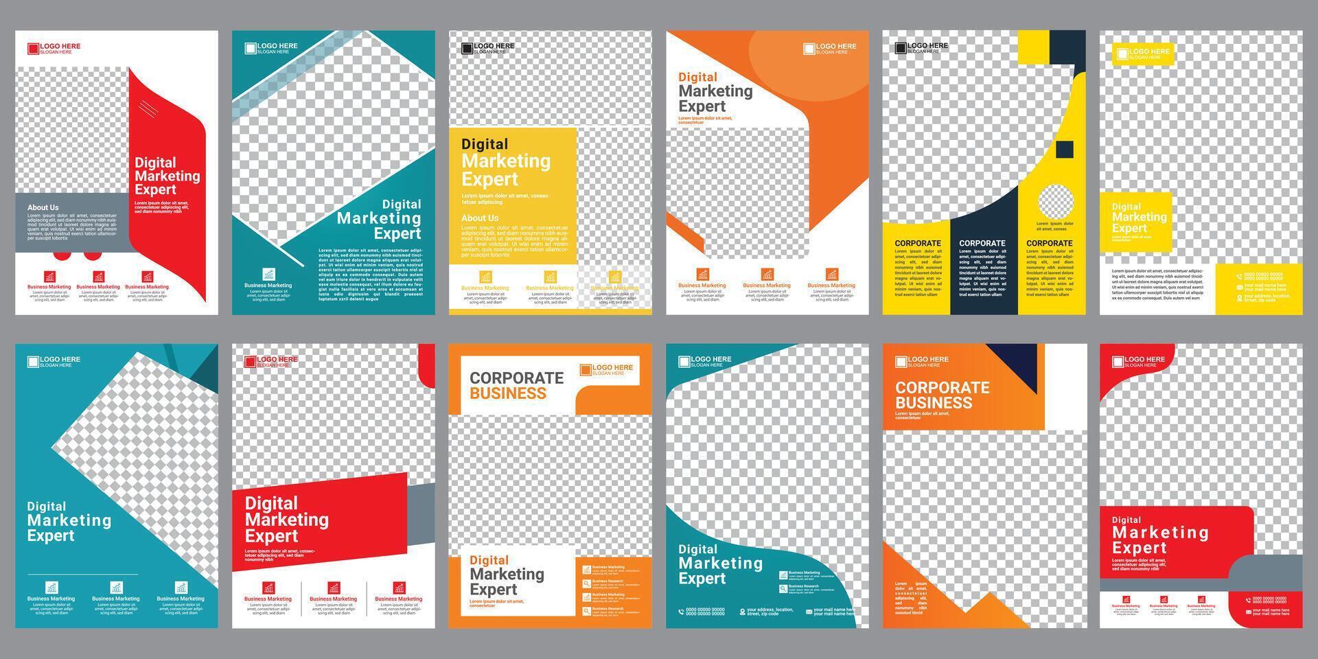 bundle flyer design template different color vector