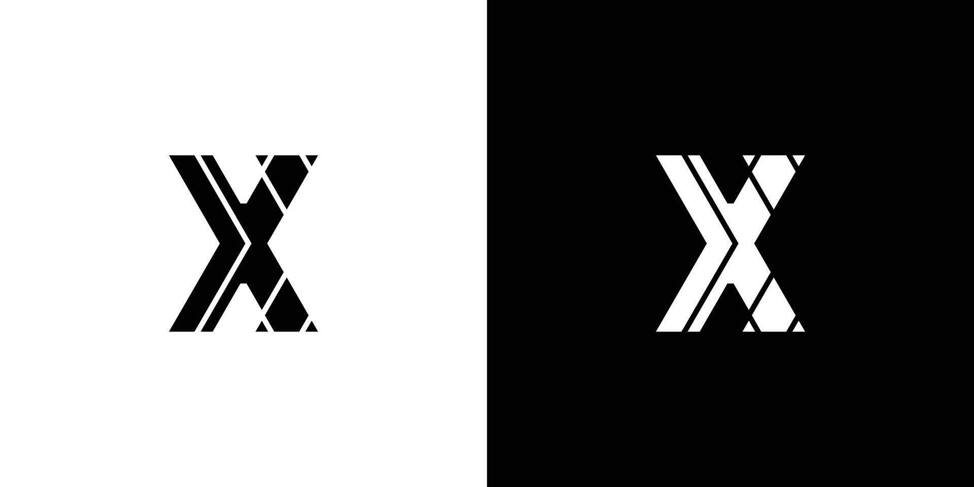 Modern and sophisticated X logo design with black accents vector