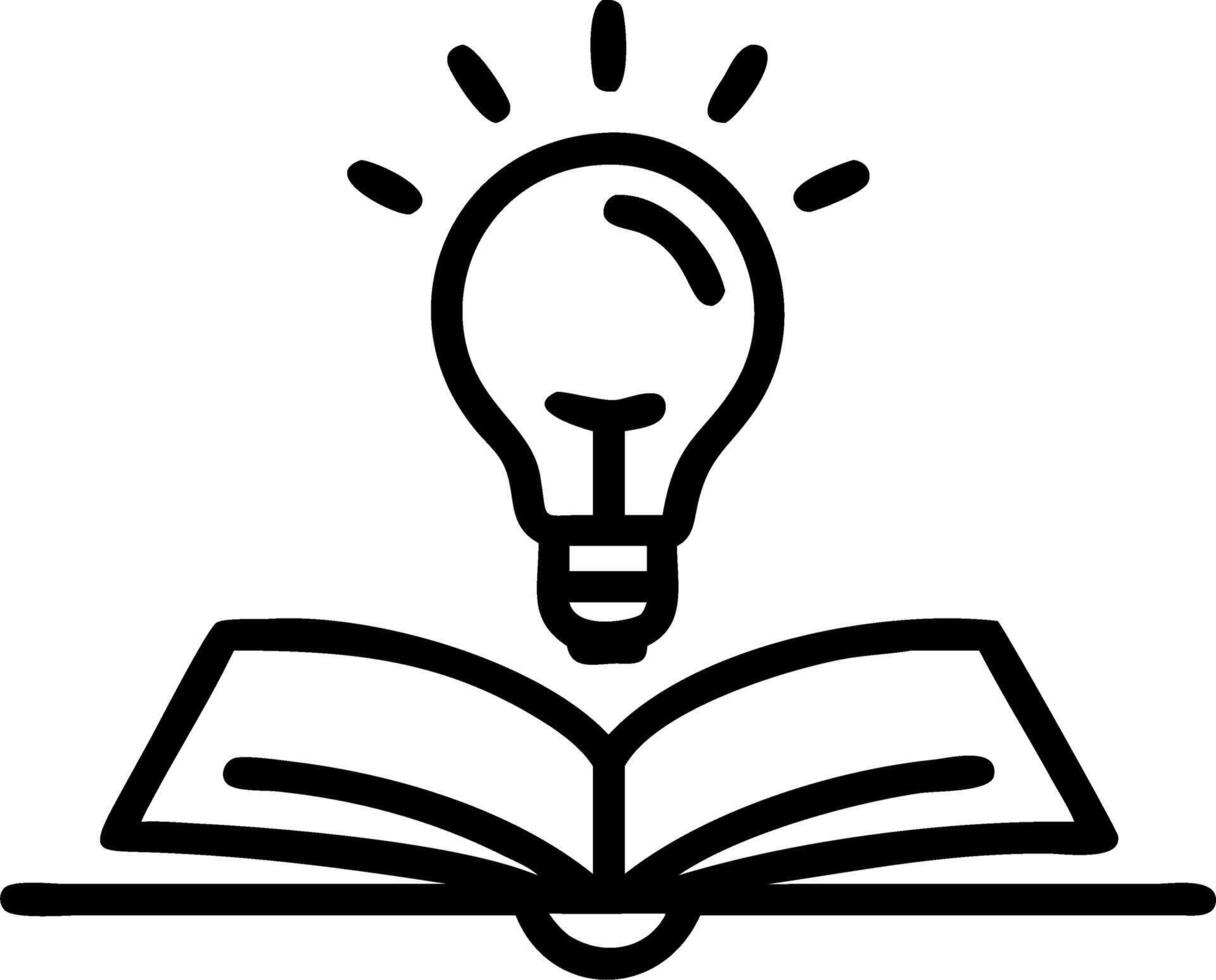 Flying book and lightbulb symbolizing knowledge and innovation vector