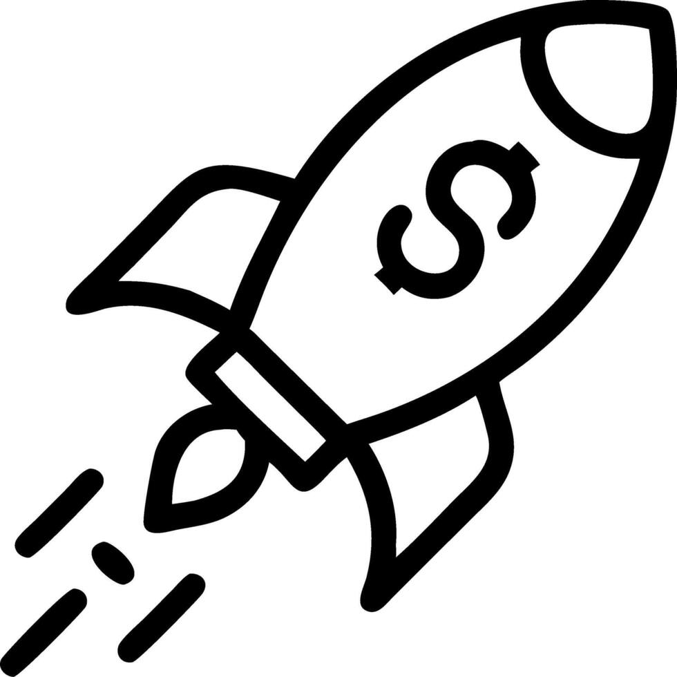 Flying rocket and dollar sign representing financial launch vector