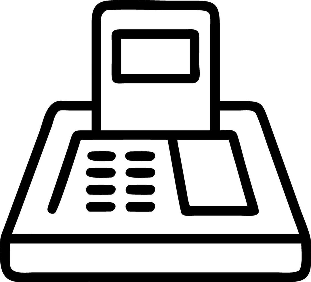 Glossy cash register on counter vector