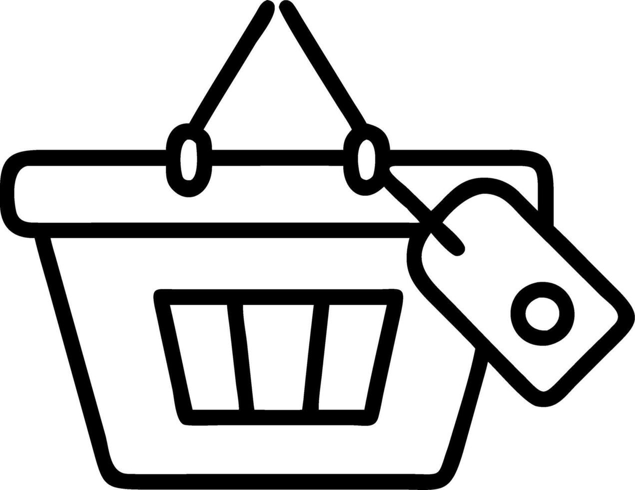 Glossy shopping basket with price tag vector