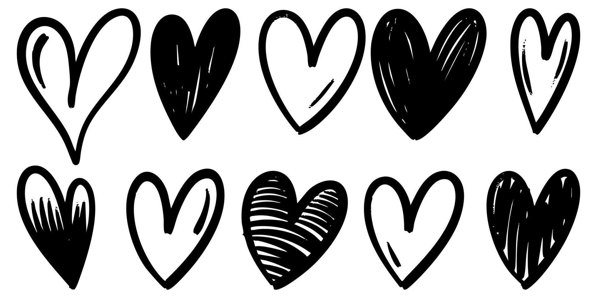 Doodle sketch style of hearts illustration for concept design vector