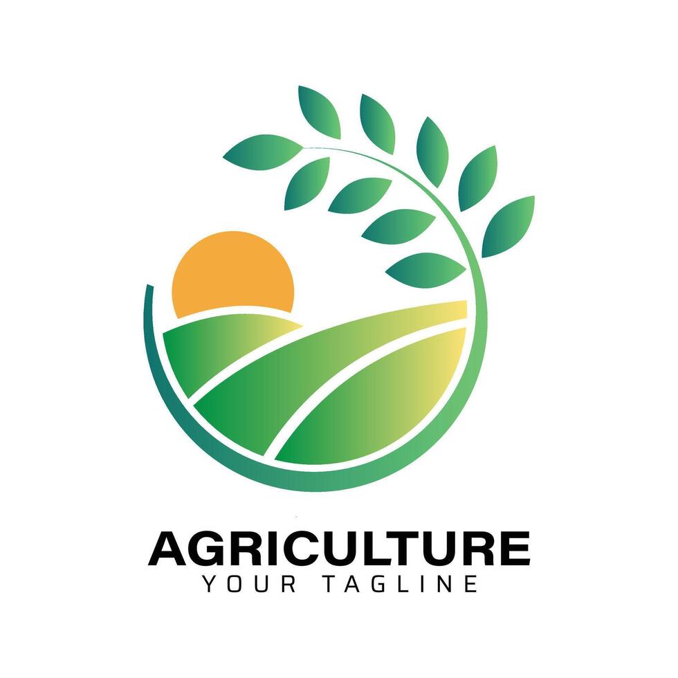 Agriculture green sun logo vector