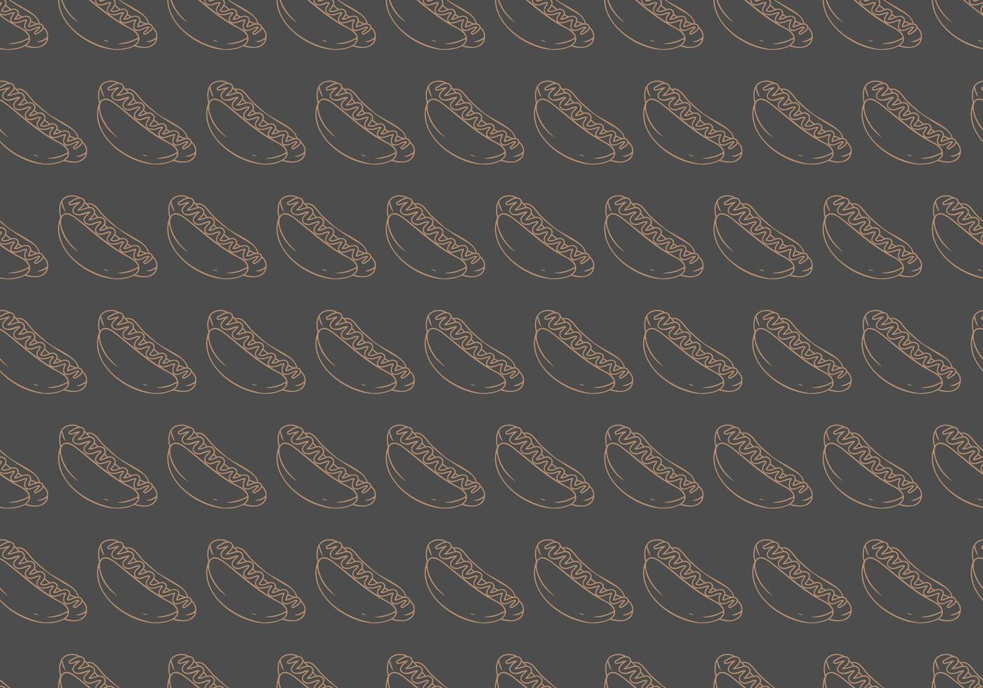 fast food hotdog illustration outline seamless pattern background vector