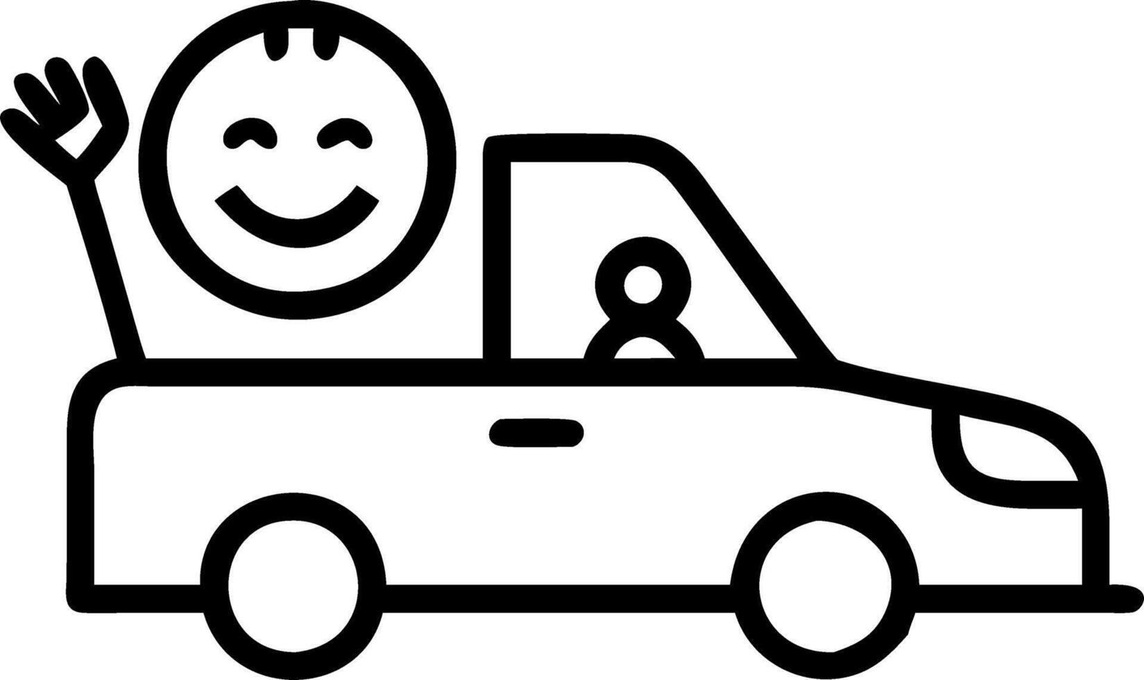 A driver happily waving at pedestrians while driving vector
