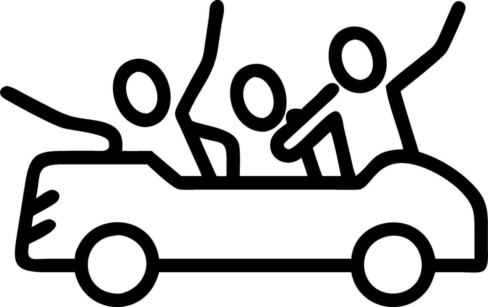 A group of friends excitedly pointing out landmarks during a city drive vector