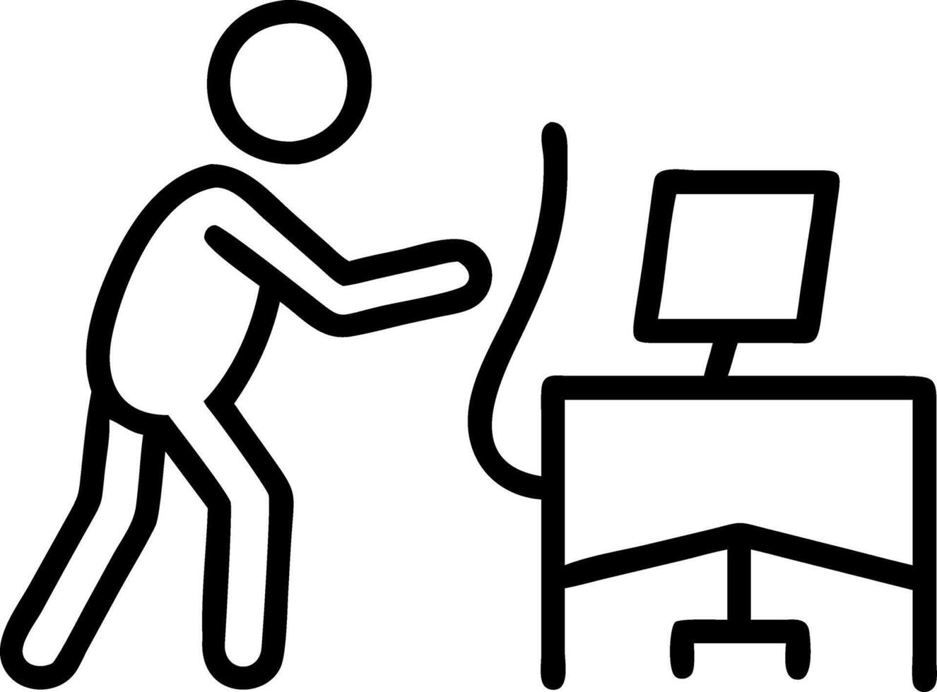 A man cheerfully setting up his home office space vector
