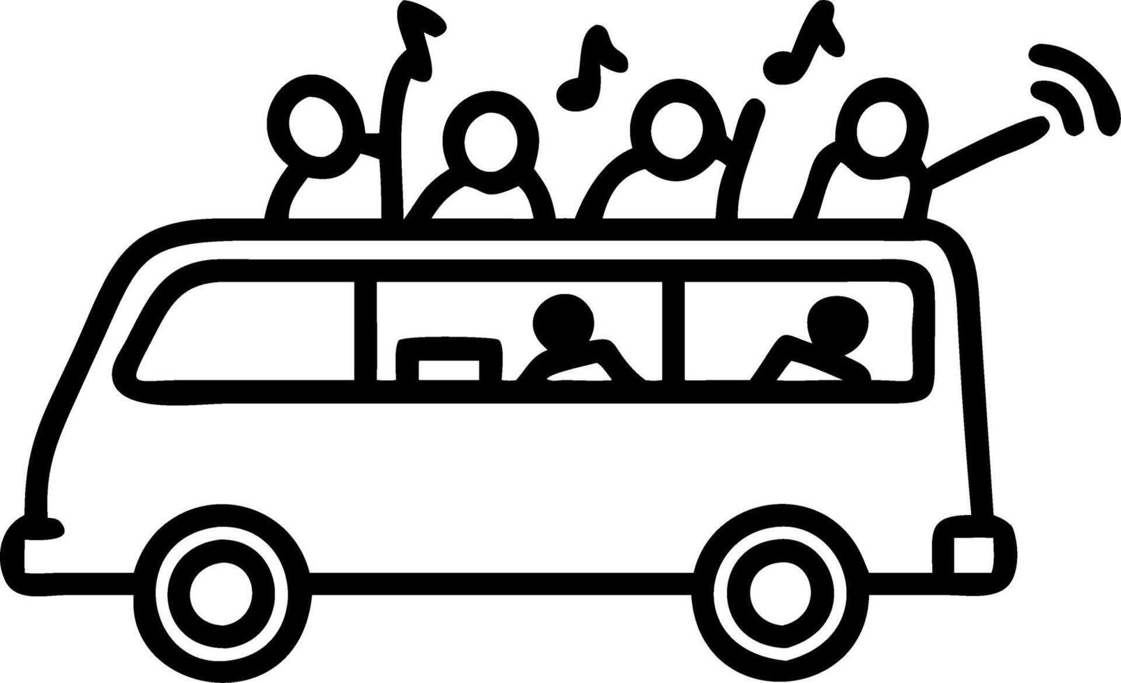 A group of friends in a van heading to a music festival vector