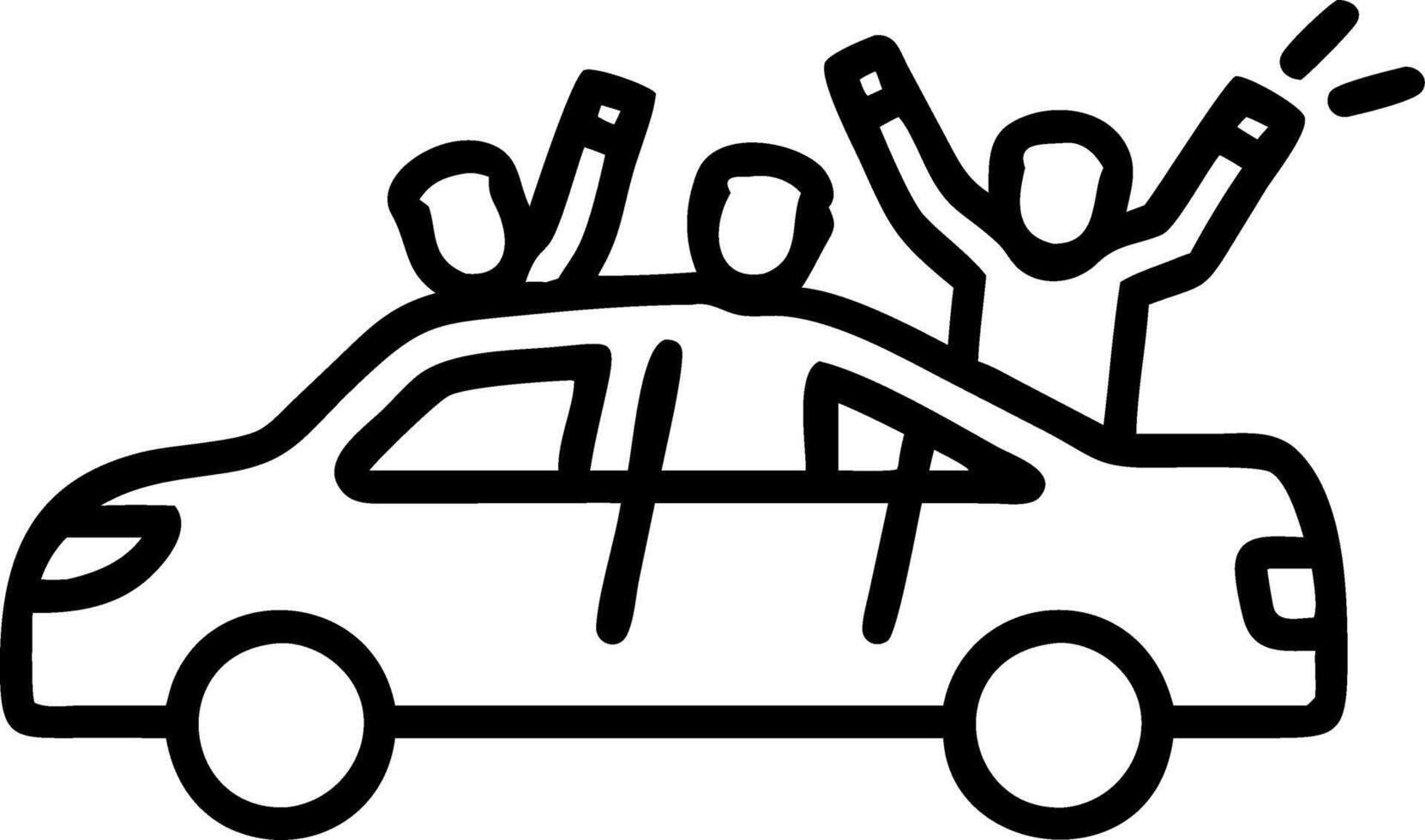 A group of friends cheering in a car after winning a sports game vector