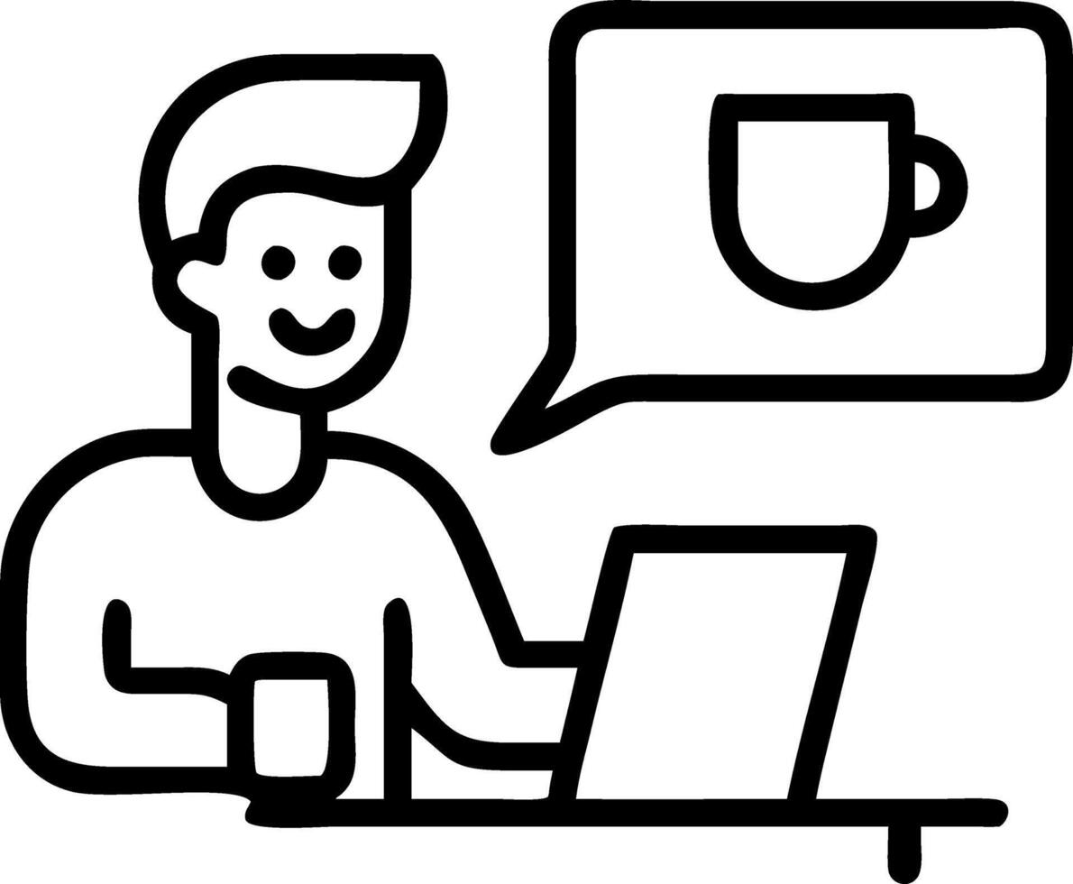 A man enjoying a call with colleagues from his kitchen table vector