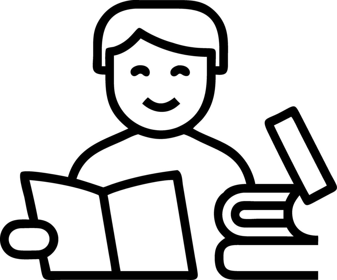 A man happily reviewing documents in his home study vector