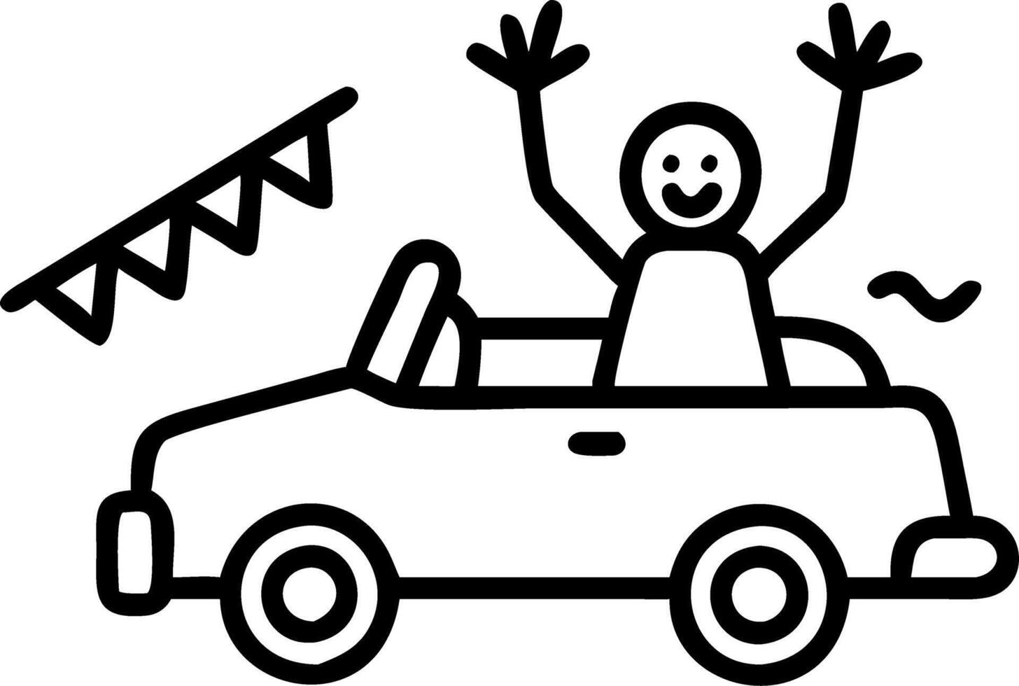 A person happily driving a vintage car in a parade vector