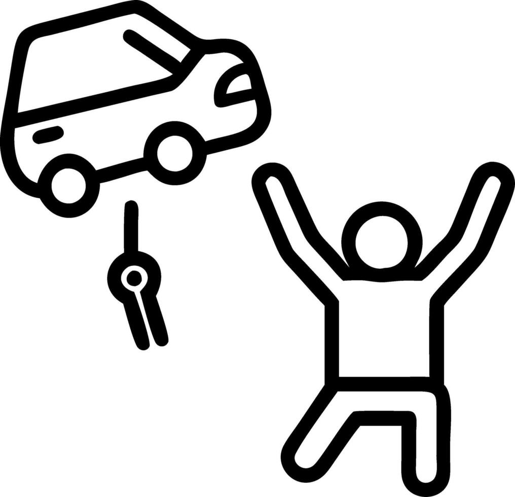A teenager celebrating getting car keys from parents vector