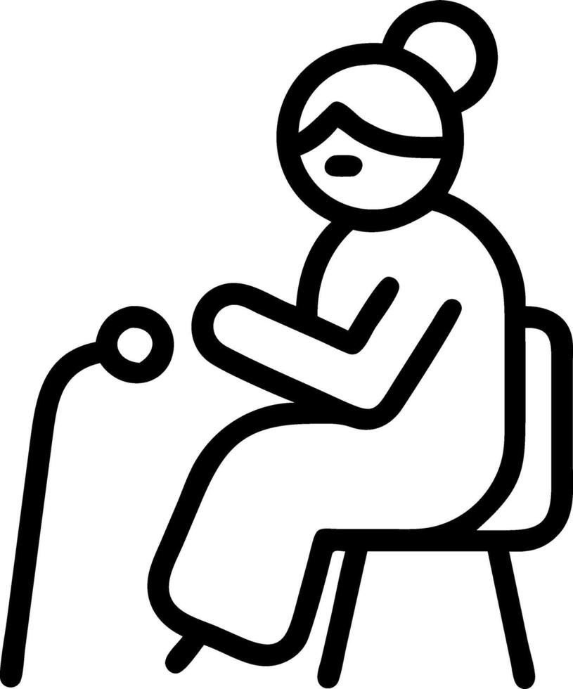 Abstract image of an elderly woman knitting by herself in a softly lit room vector