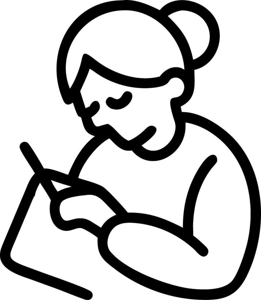 Abstract image of an elderly woman writing in a journal with blurred background vector