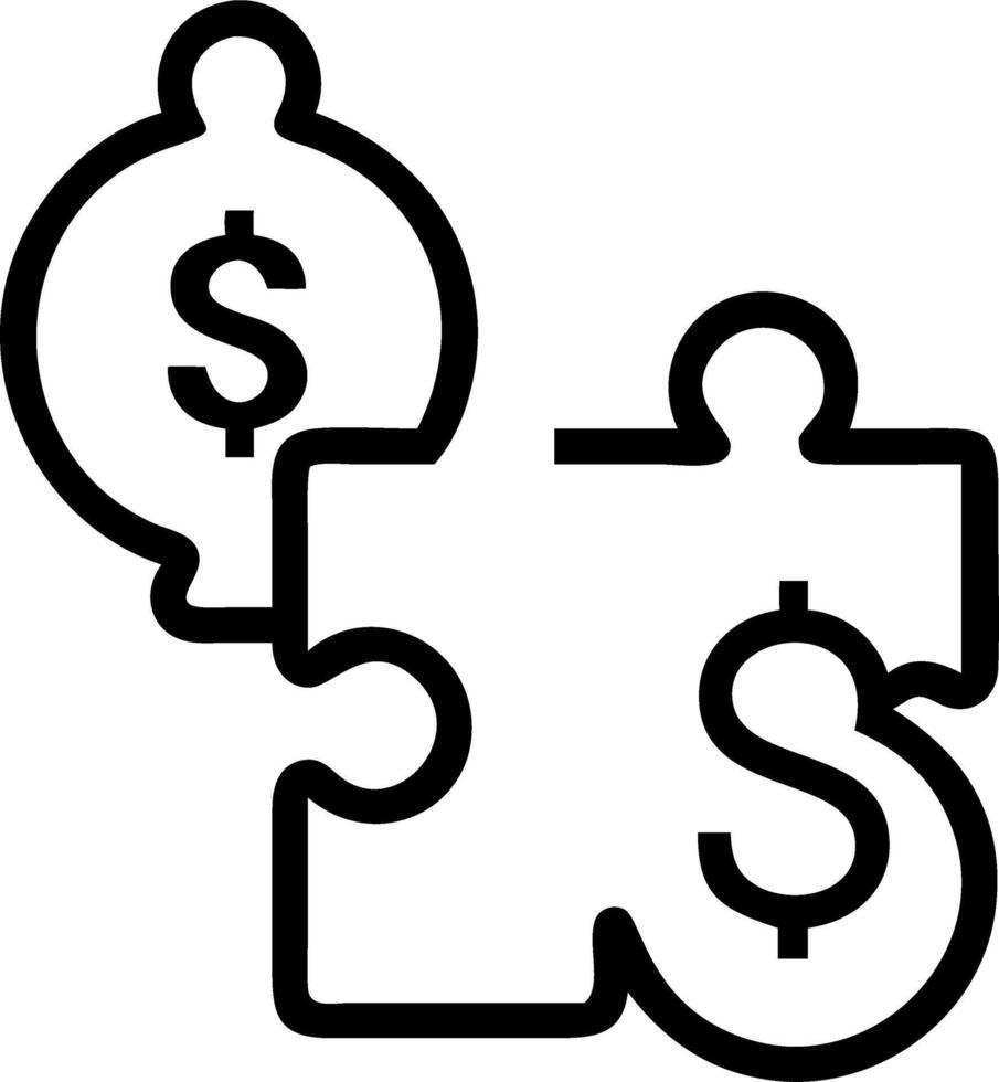 Ascending puzzle pieces forming dollar sign vector