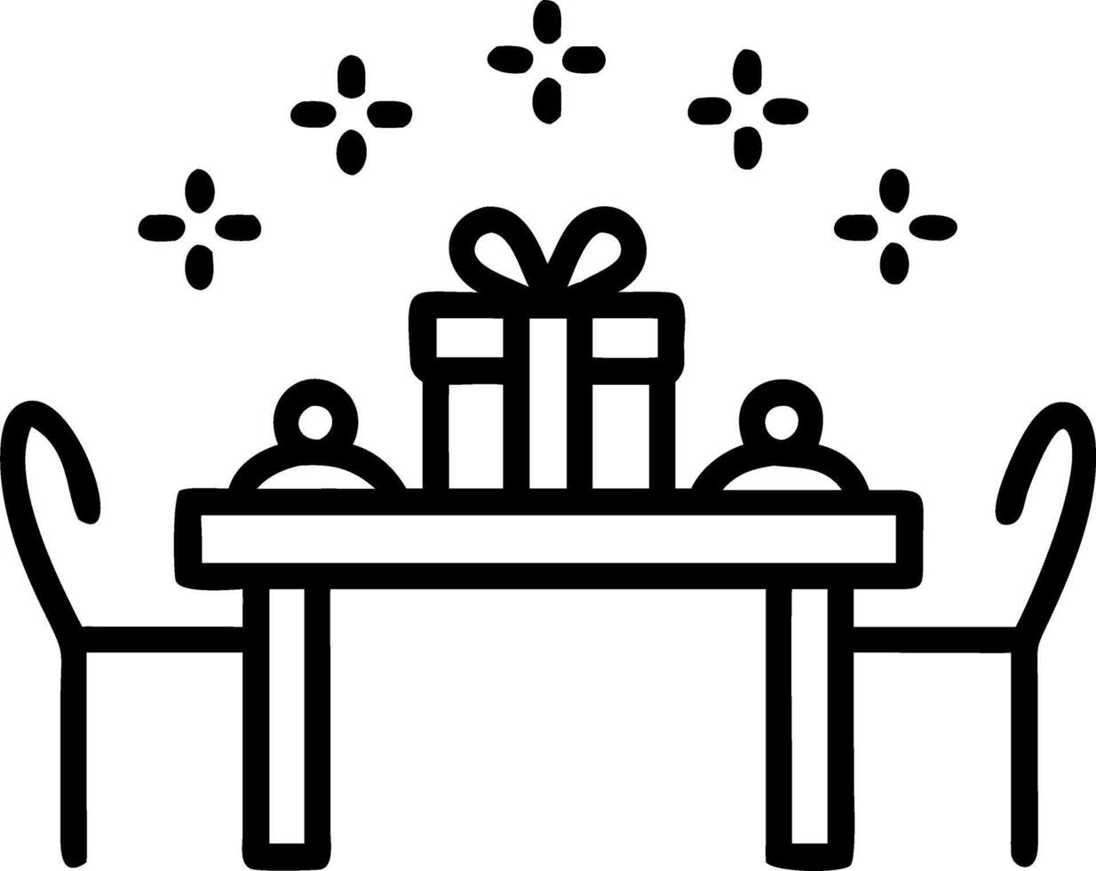 Bokeh digital art of a surprise family dinner with gifts placed on the table surrounded by soft twinkling lights vector