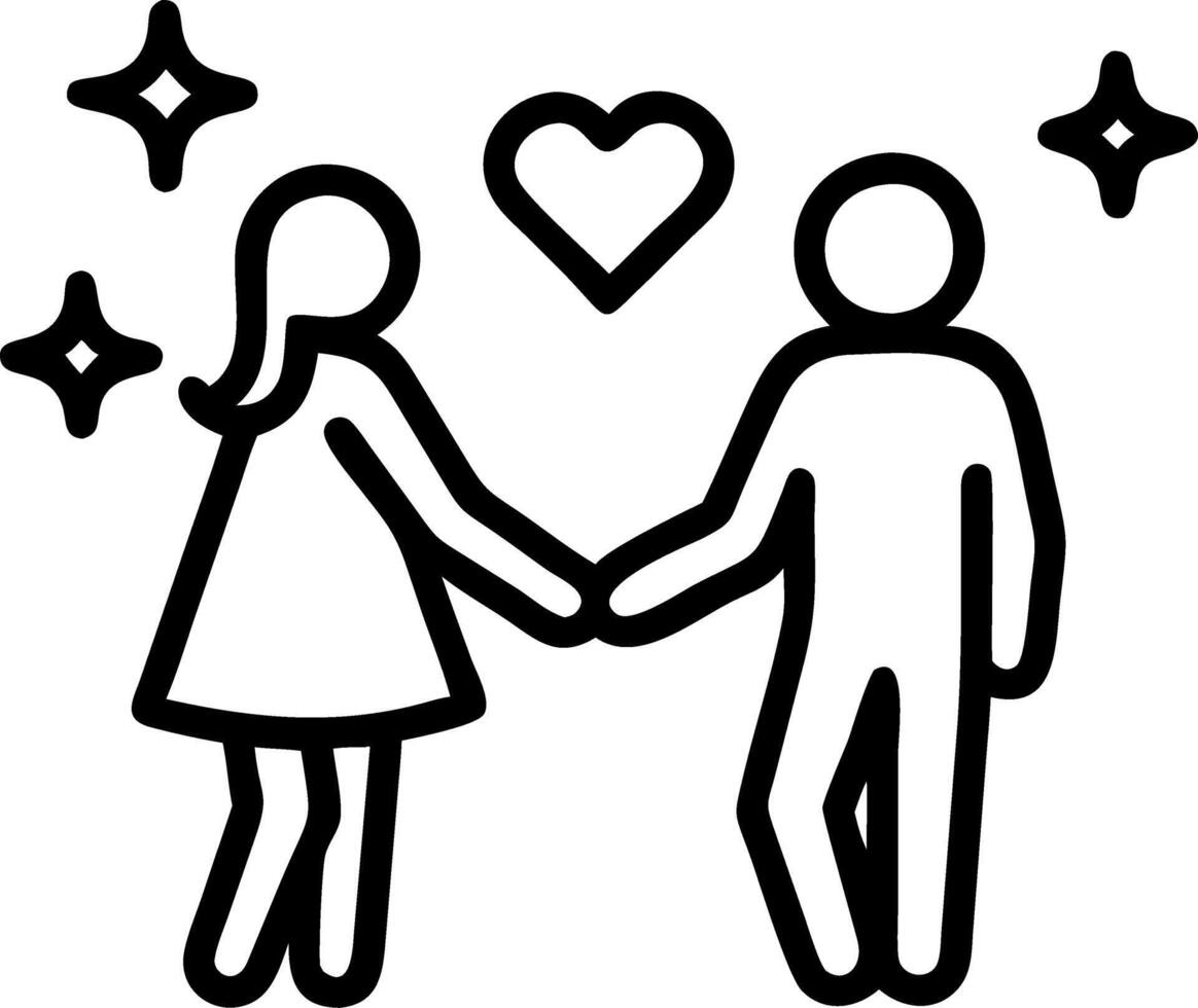 Bokeh digital art of a young couple holding hands under a starry sky vector
