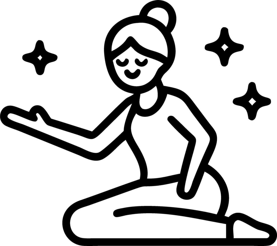Bokeh digital art of an elderly woman practicing yoga alone vector