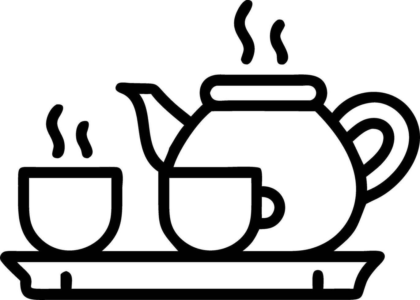 Bokeh effect on teapot and cups on coffee table vector
