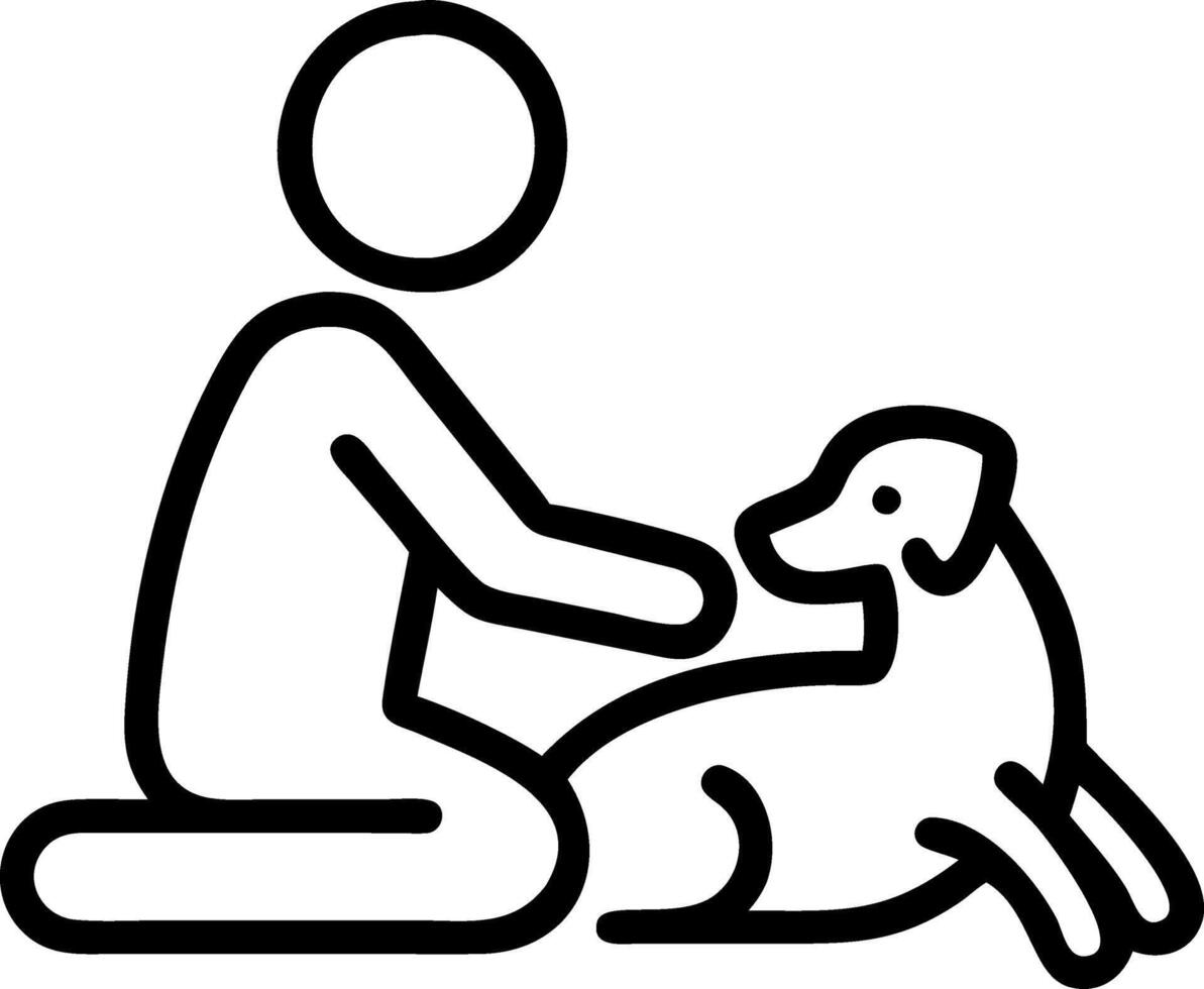 Bokeh effect on person petting a therapy dog in hospital setting vector