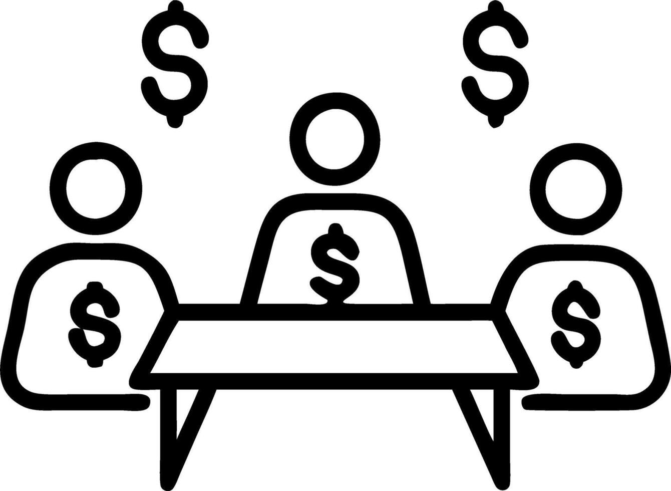 Business meeting with floating currency symbols vector