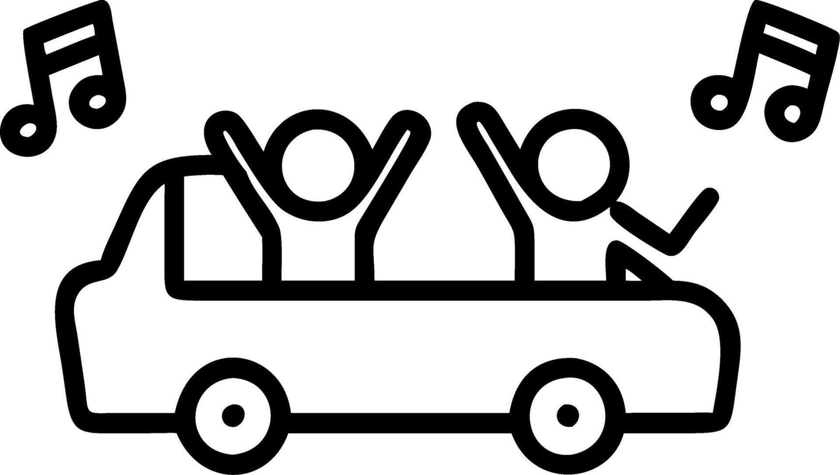 Candid capture of friends singing along to music in a car during a road trip vector