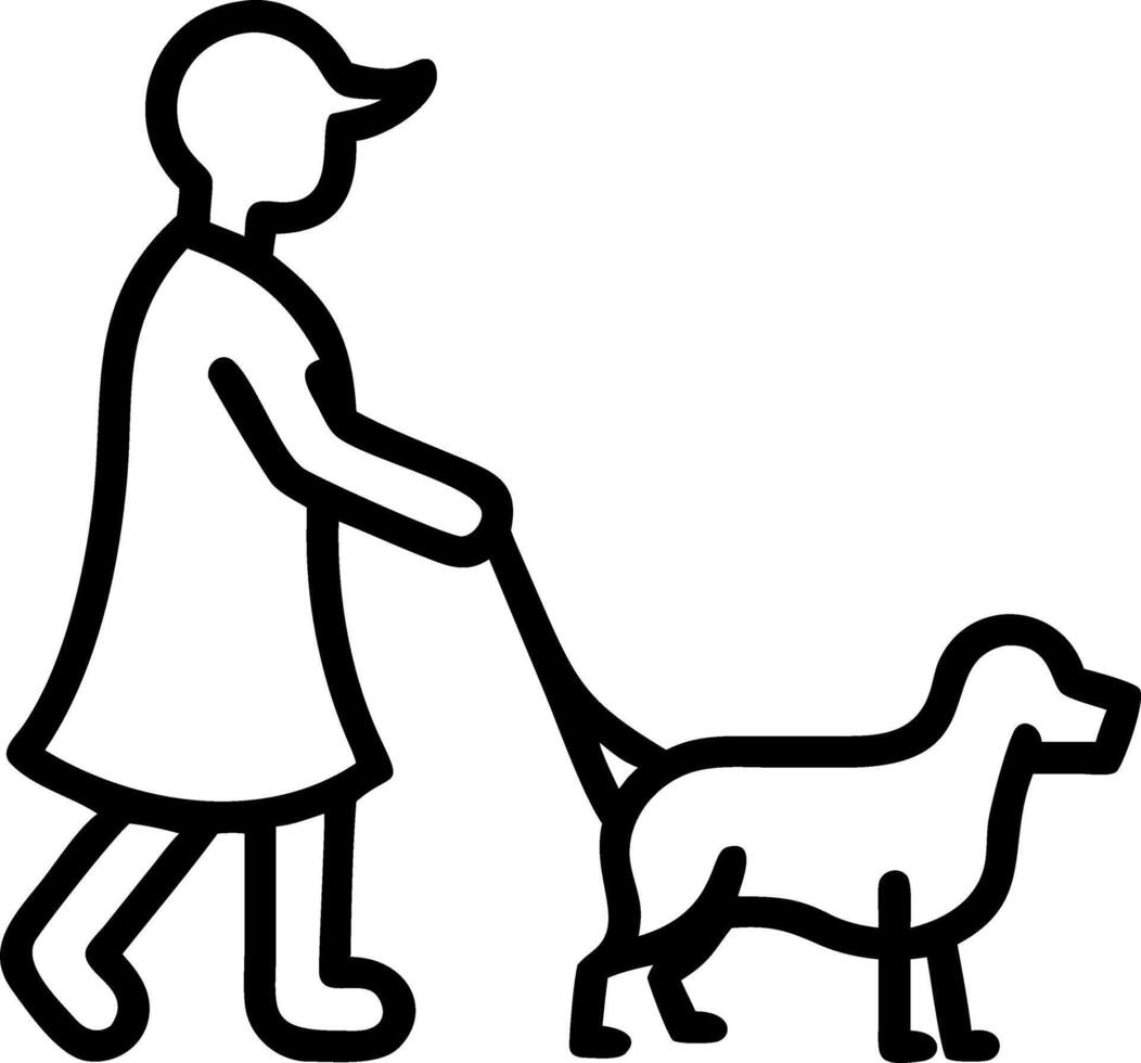 Candid capture of an elderly woman walking her dog alone in a neighborhood vector
