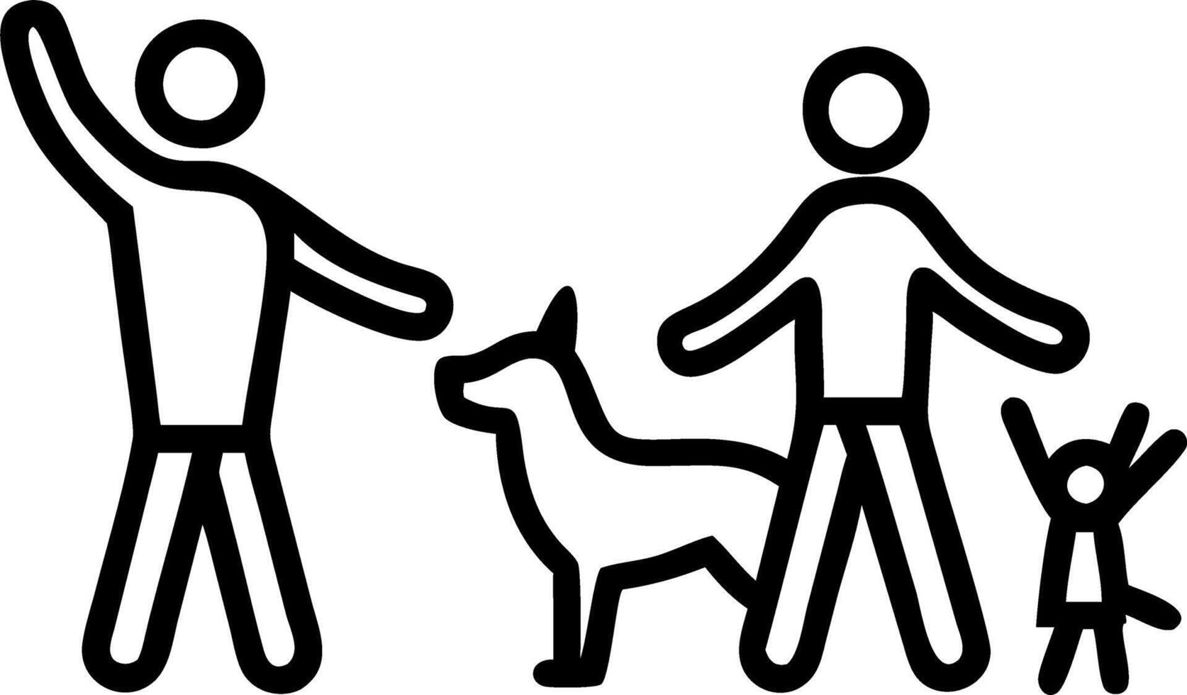 Candid Family Taking Dog to the Park vector