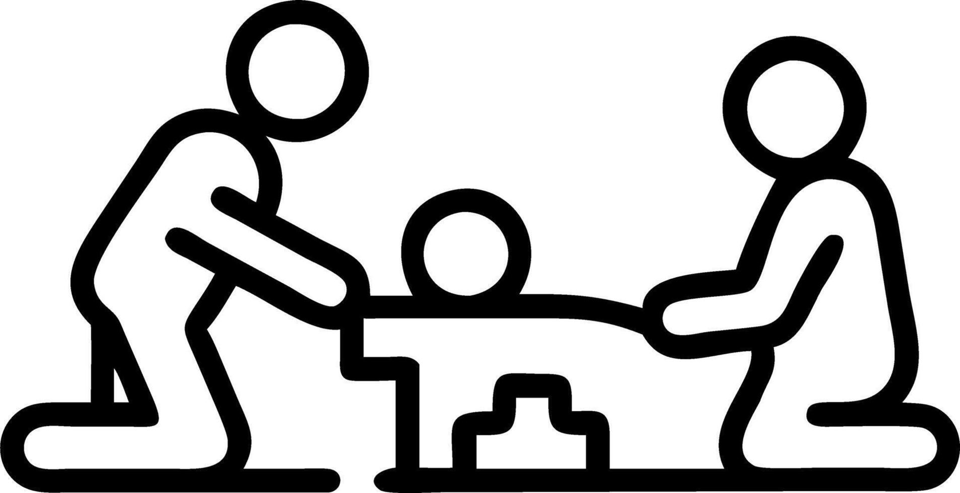 Candid image of a family building a puzzle together on the living room floor vector