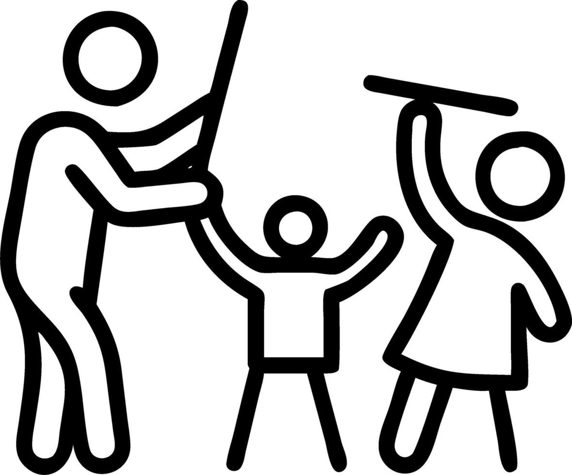 Candid image of a family painting together in the living room vector