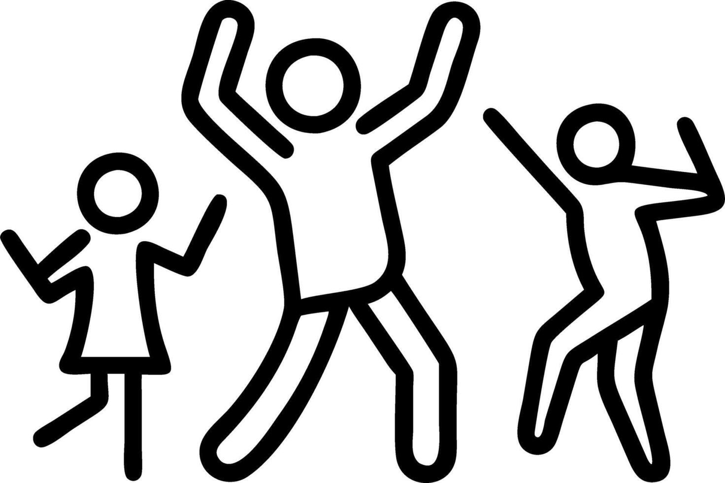 Candid image of a family dancing together in the living room vector