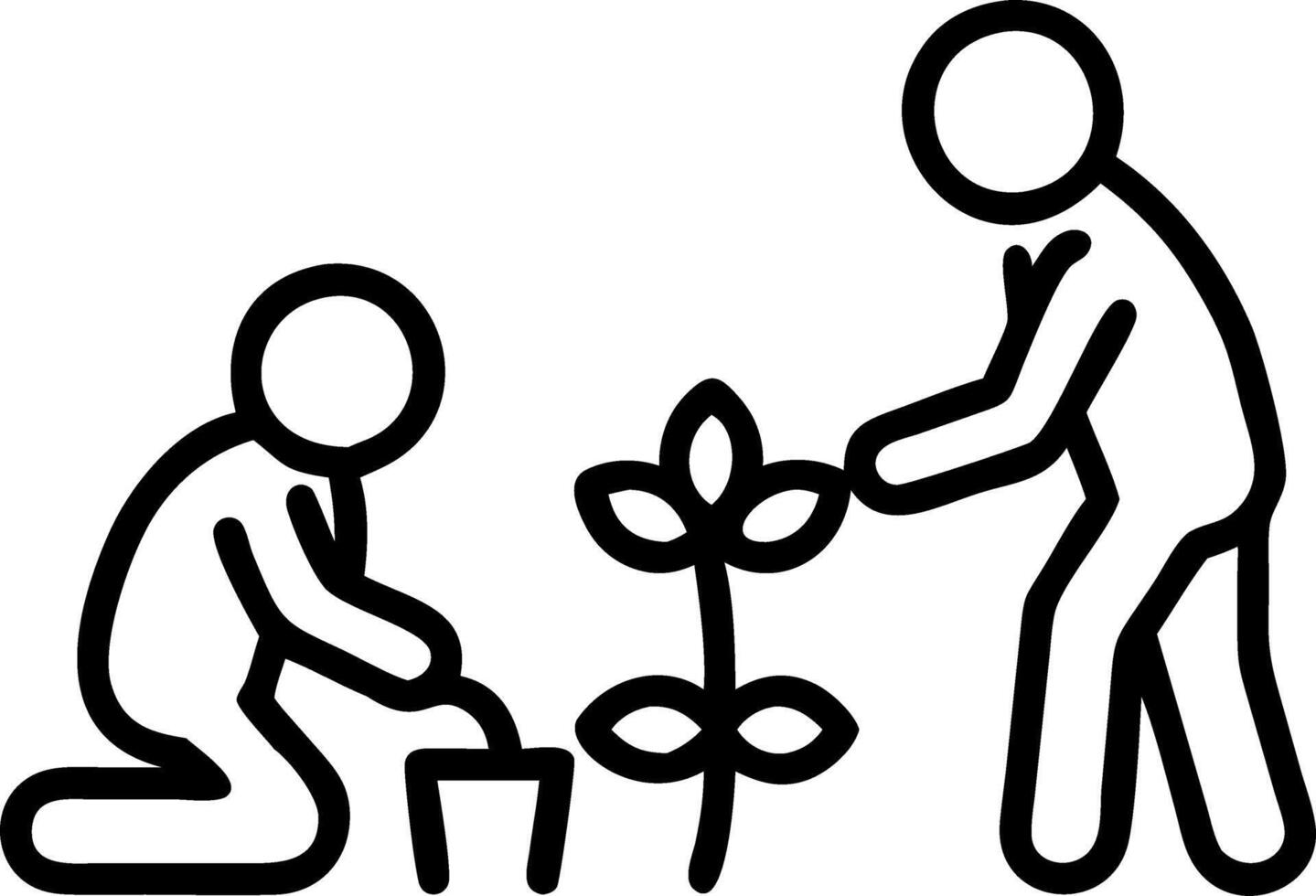 Candid image of a family gardening together in the backyard vector