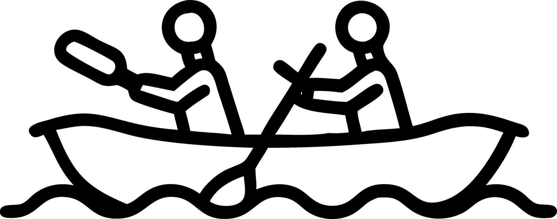 Candid image of a young couple kayaking on a lake vector