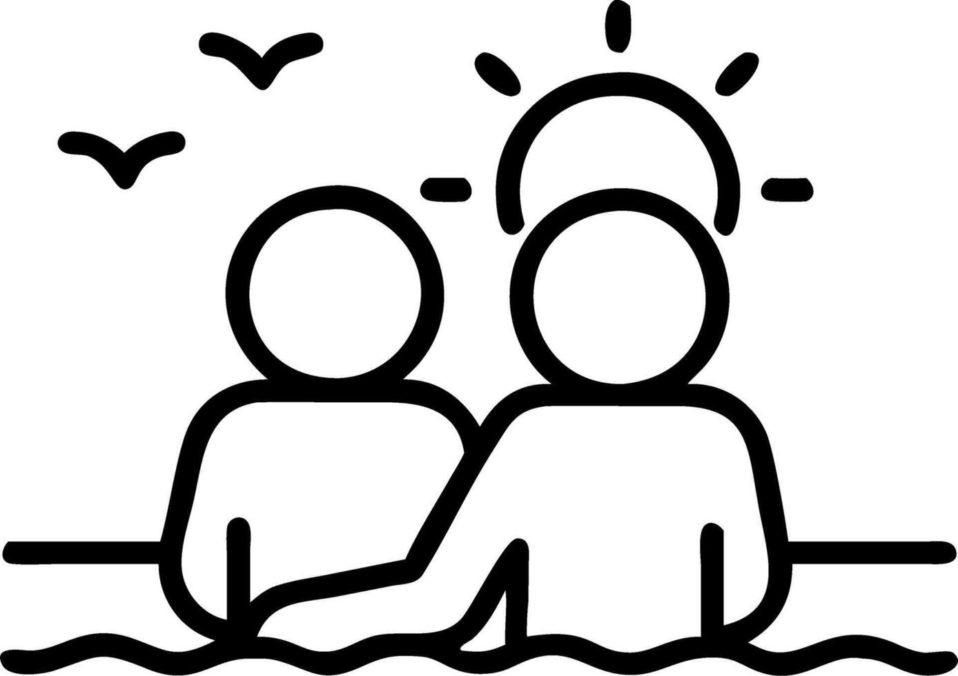 Candid image of a young couple watching a sunset on the beach vector