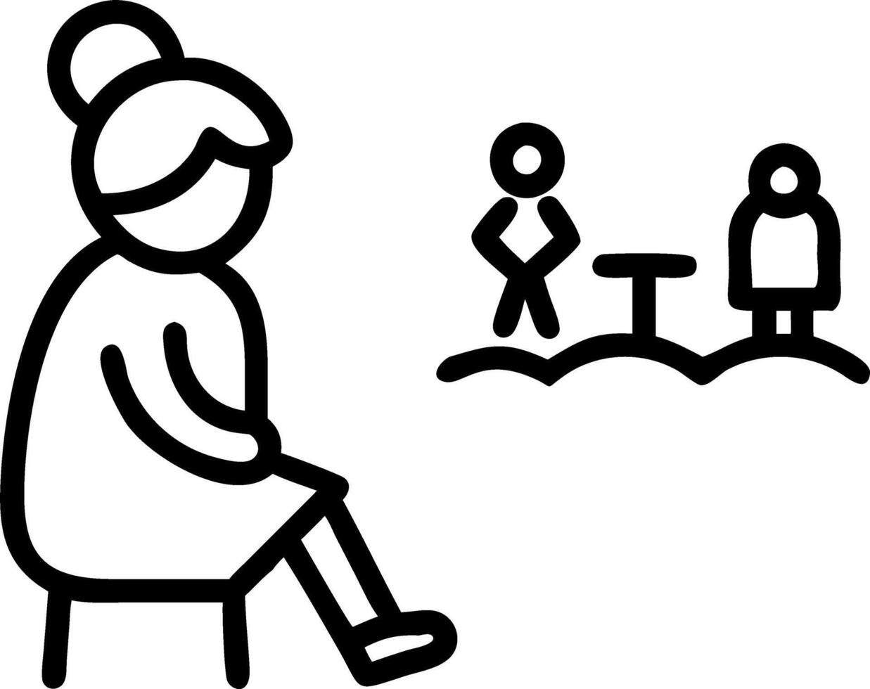 Candid image of an elderly woman sitting alone in a church pew vector