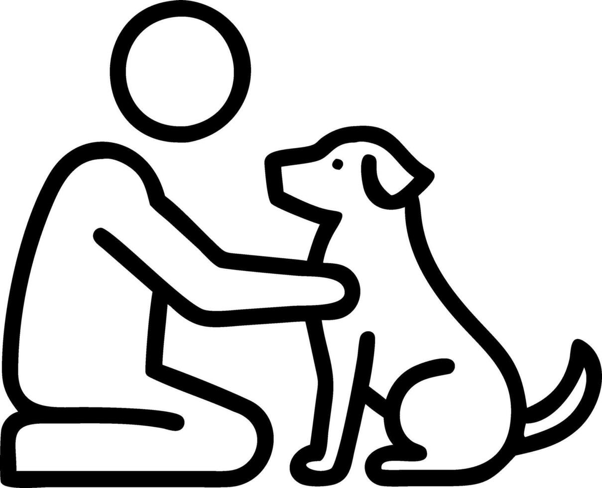 Candid Moment of Owner Brushing Dog Fur vector