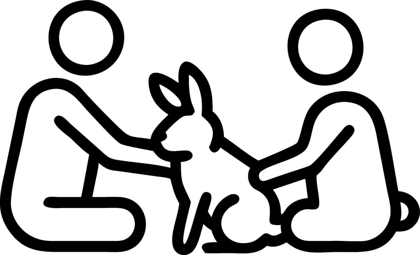 Candid Moment of Family Petting their Bunny vector
